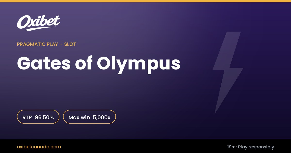 Gates of Olympus slot by Pragmatic Play &mdash; 96.50% RTP, 5,000x max win, playable at Oxibet Casino Canada