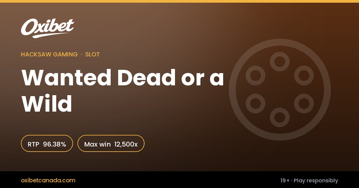 Wanted Dead or a Wild slot by Hacksaw Gaming &mdash; 96.38% RTP, 12,500x max win, playable at Oxibet Casino Canada